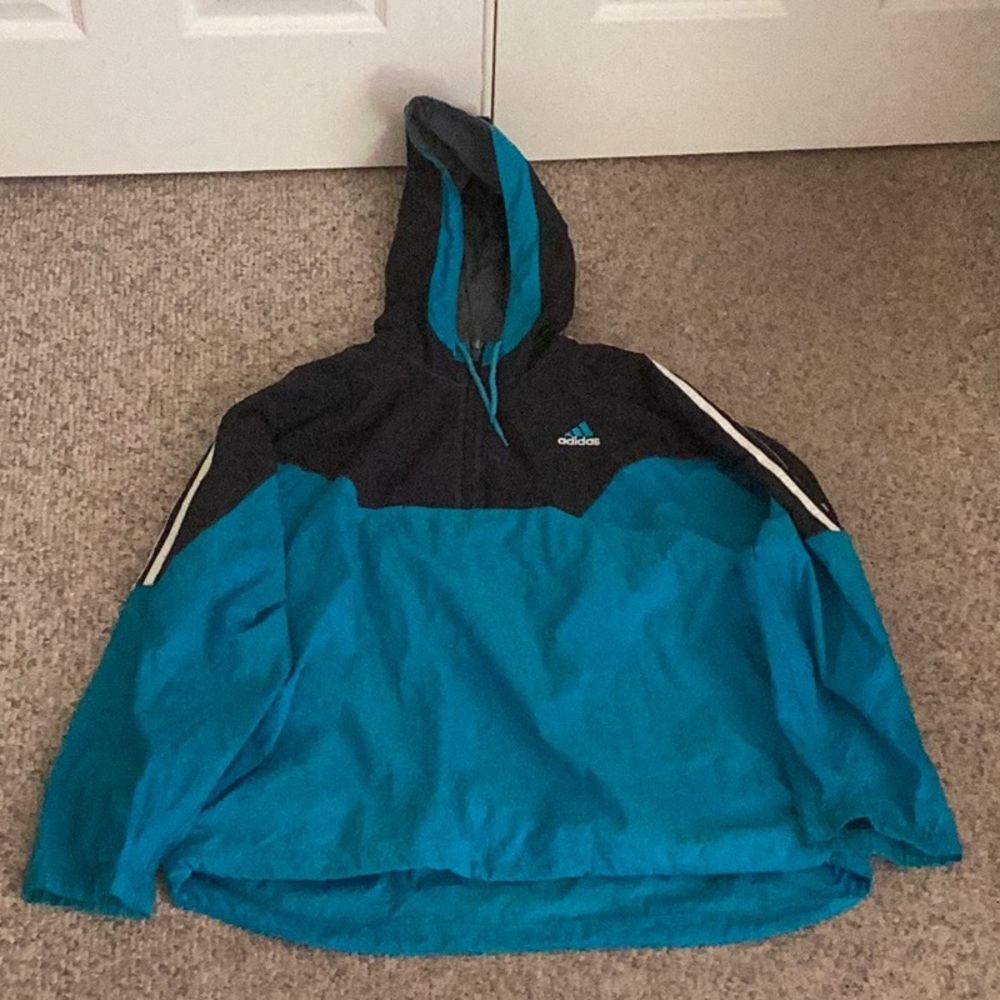 Adidas Men’s Large Blue and Black Windbreaker Jacket